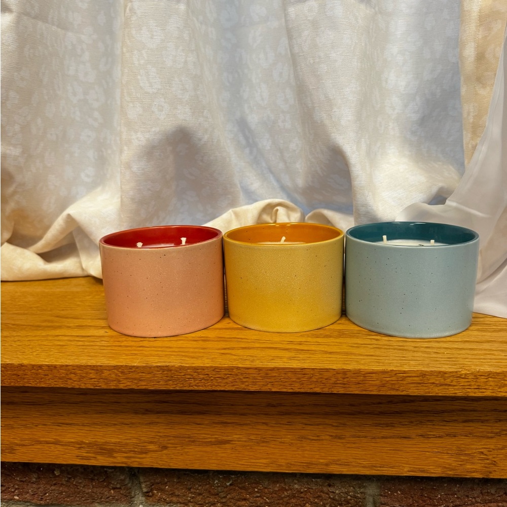 Target Ceramic Candle Trio - Red, Yellow, Blue